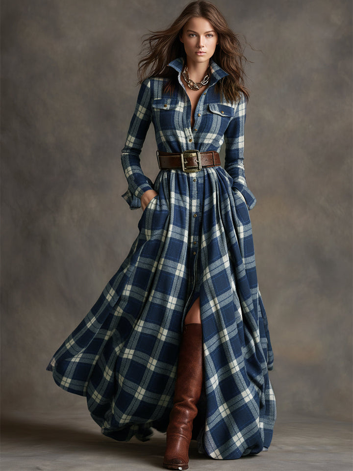 Classic Belted Button-Up Shirt Dress
