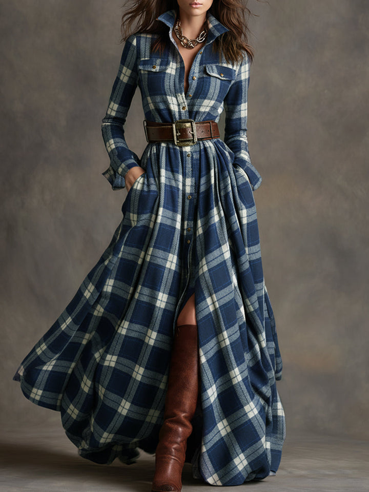 Classic Belted Button-Up Shirt Dress