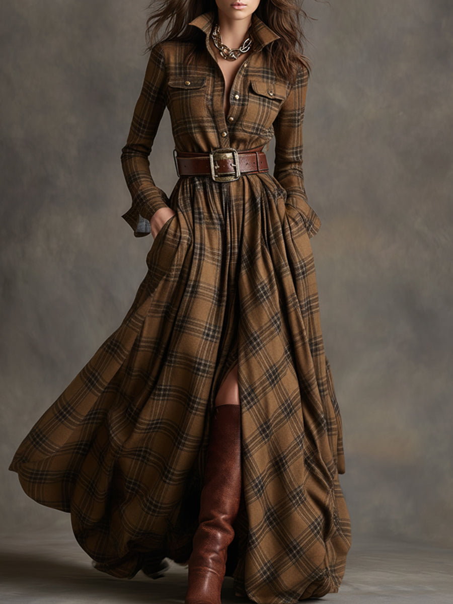 Classic Belted Button-Up Shirt Dress