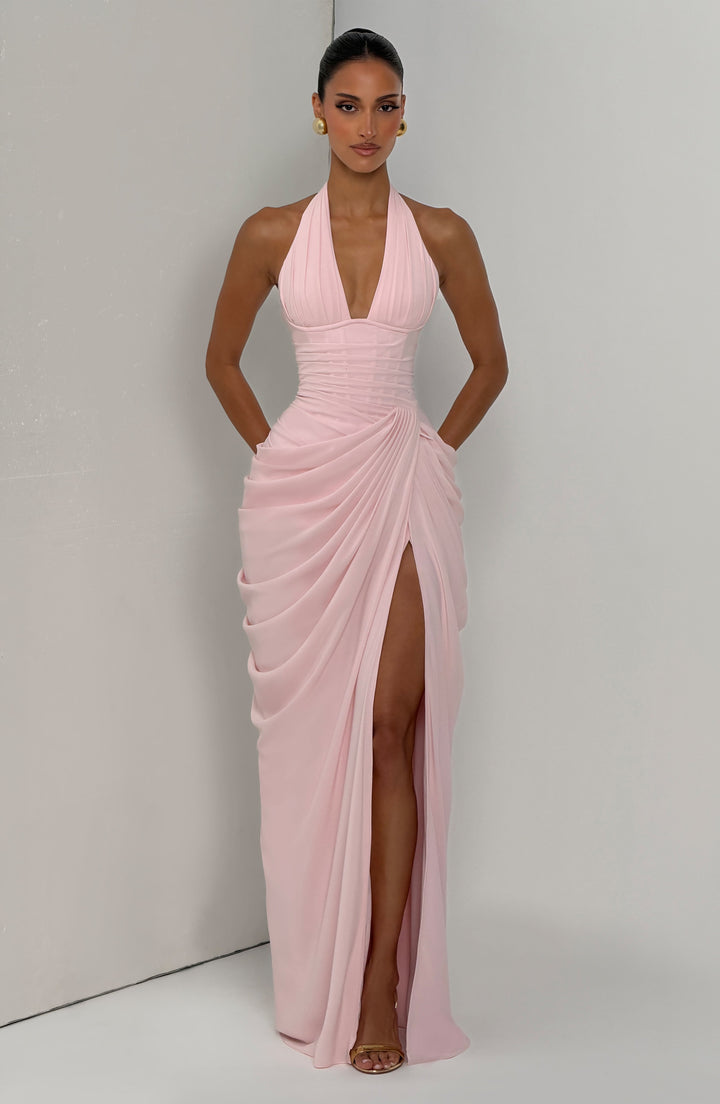 Blush Satin Maxi Dress