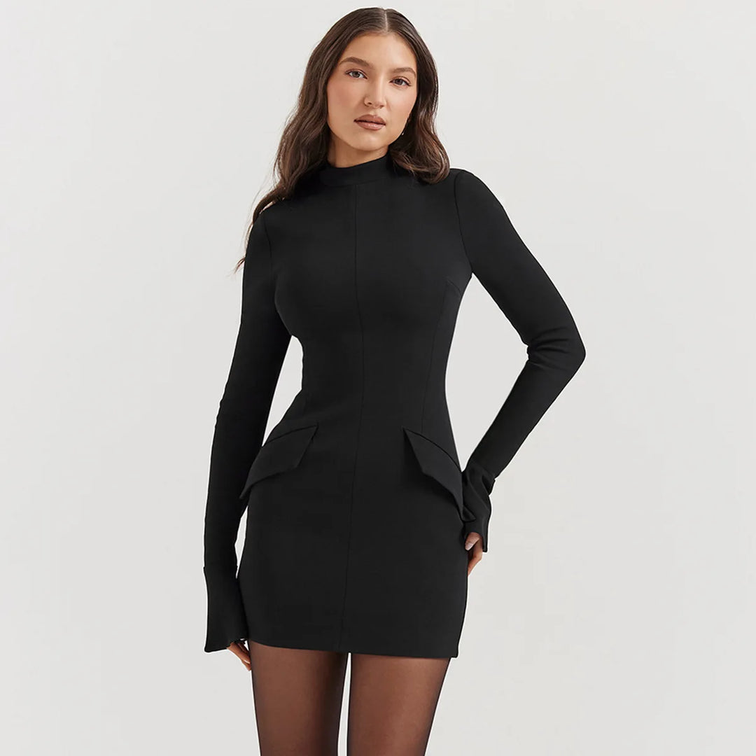 Long Sleeve Pocket Bodycon Mini Dress