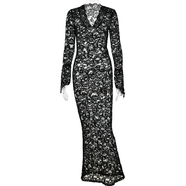 Lace Long Sleeve Bodycon Midi Dress