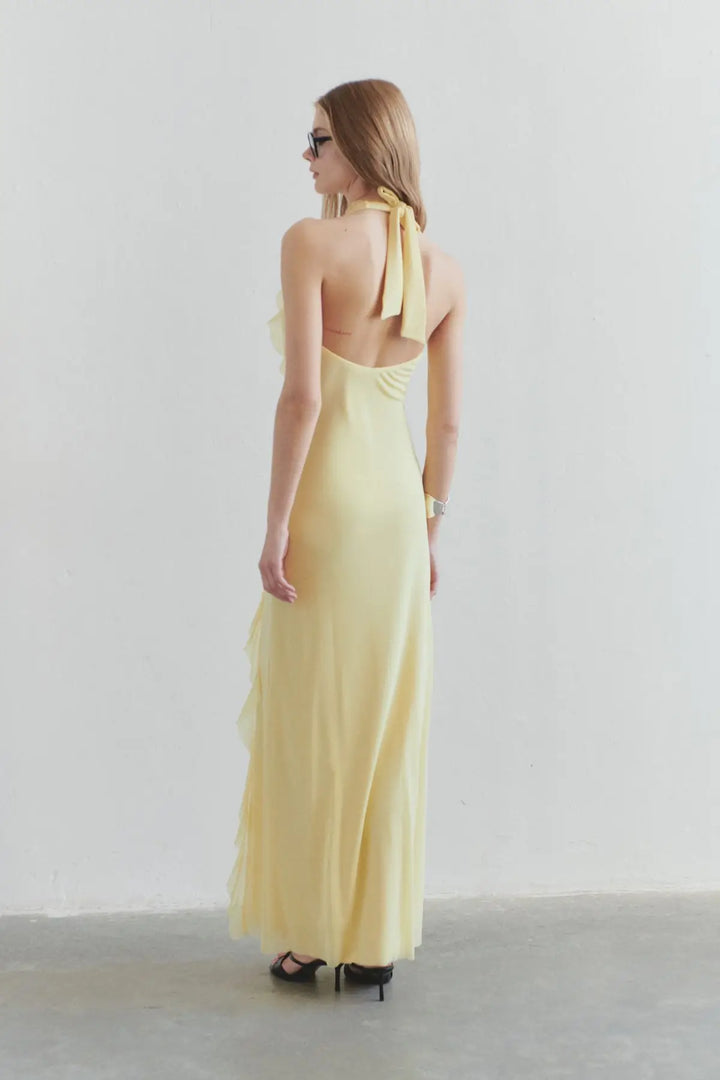 Ruffle Halter Maxi Dress – Elegant Summer Dress
