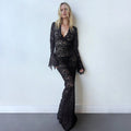 Lace Long Sleeve Bodycon Midi Dress