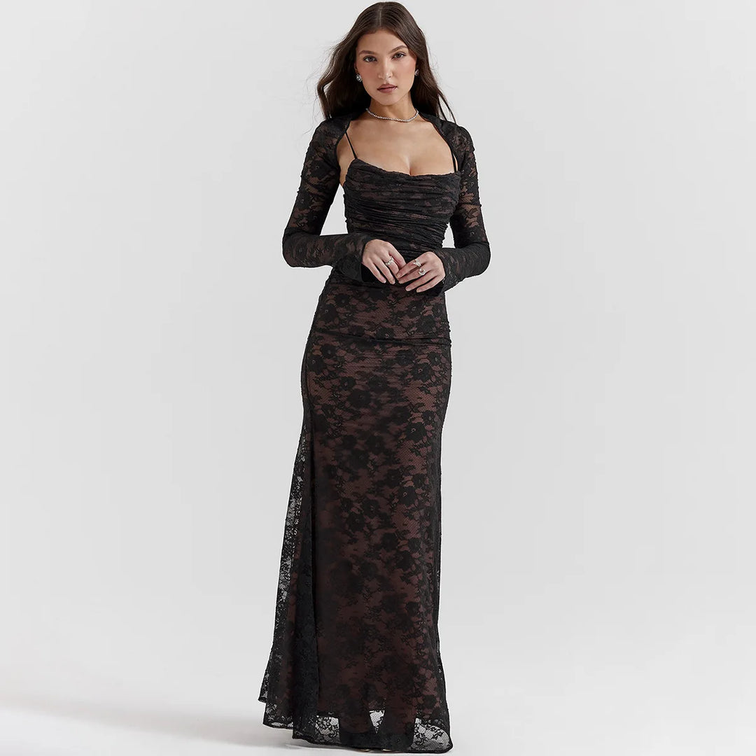 Lace Formal Wedding Guest Maxi Dress