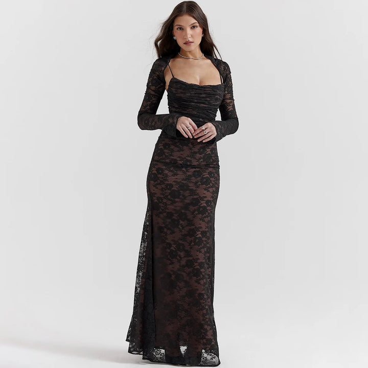 Lace Formal Wedding Guest Maxi Dress