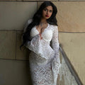 Lace Long Sleeve Bodycon Midi Dress