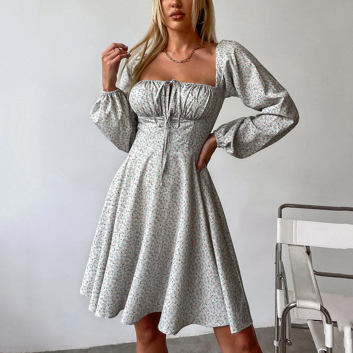 Floral Wedding Guest Long Sleeve A-Line Mini Dress