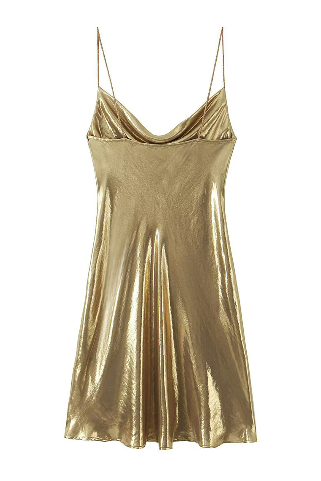 Women's Cowl Neck Metallic Mini Summer Dress