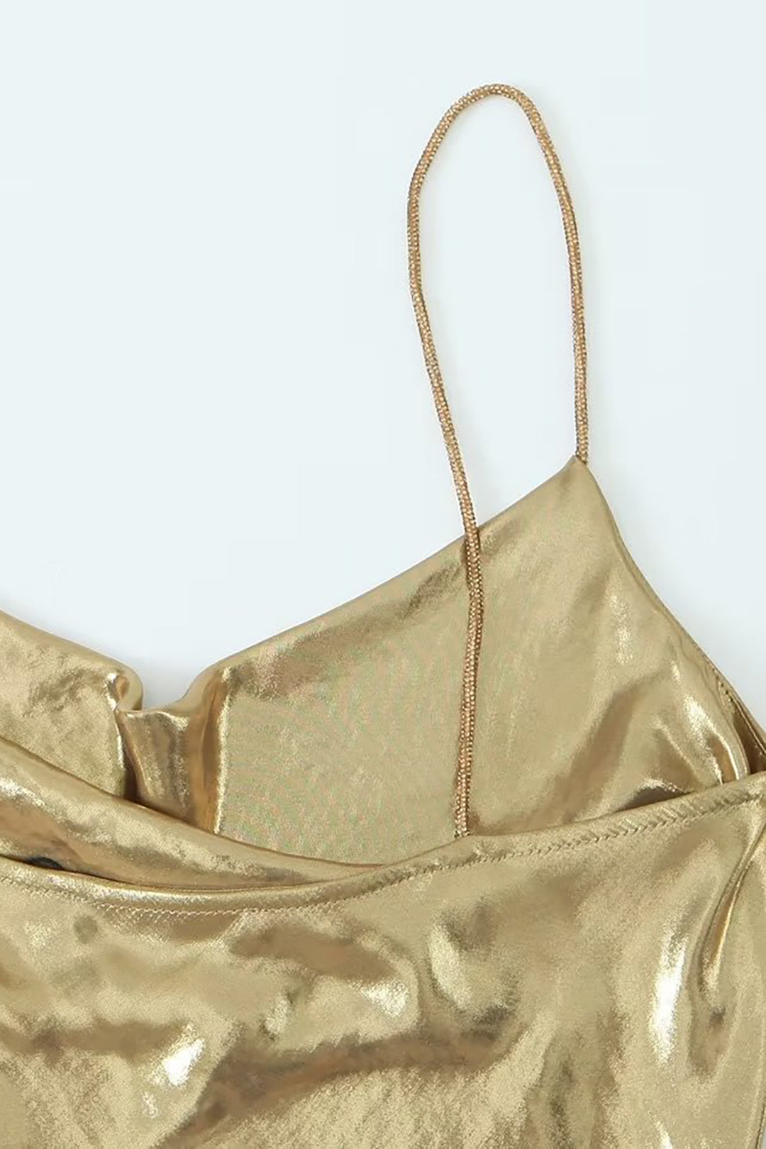 Women's Cowl Neck Metallic Mini Summer Dress