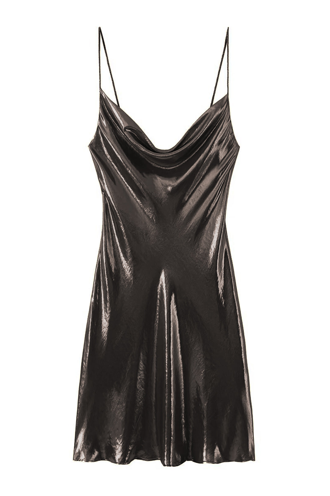 Women's Cowl Neck Metallic Mini Summer Dress