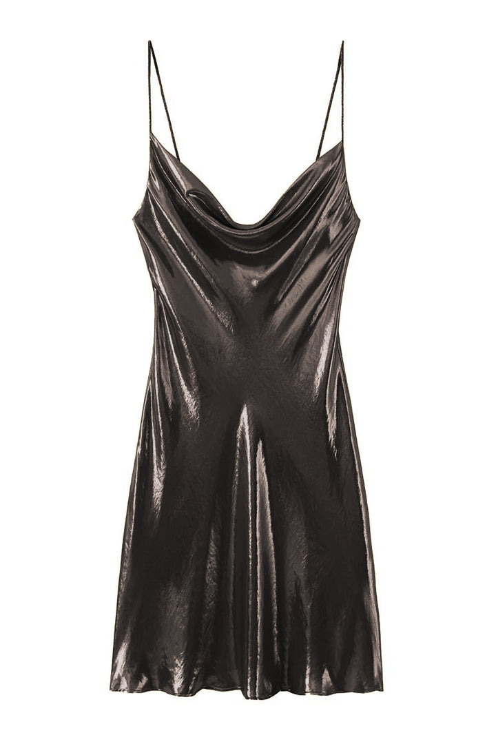 Women's Cowl Neck Metallic Mini Summer Dress