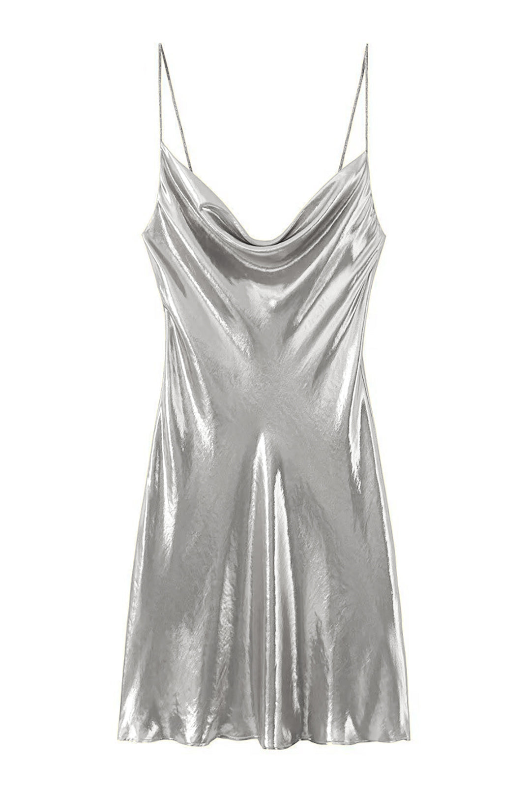 Women's Cowl Neck Metallic Mini Summer Dress