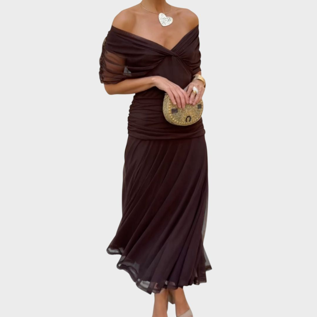 Elegant Dress With V-Neckline