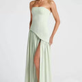 Formal Wedding Guest Strapless Maxi Dress with Leg Split for Women