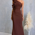 Formal Wedding Guest One-Shoulder Maxi Dress with Ruffles for Women