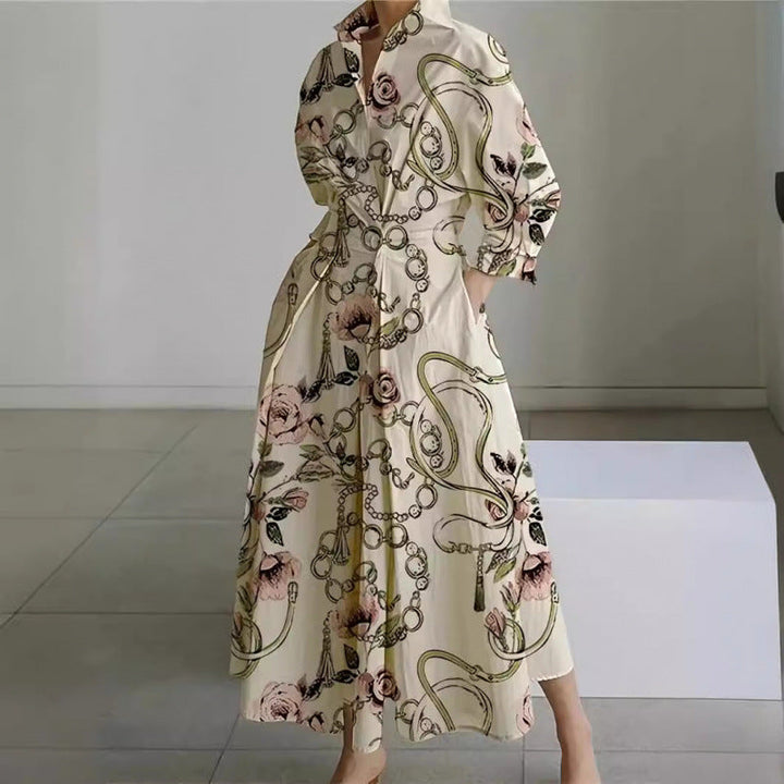 Elegant Front Wrap Collared Maxi Dress
