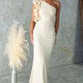 Formal Wedding Guest One-Shoulder Maxi Dress with Ruffles for Women