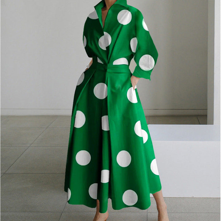 Elegant Front Wrap Collared Maxi Dress