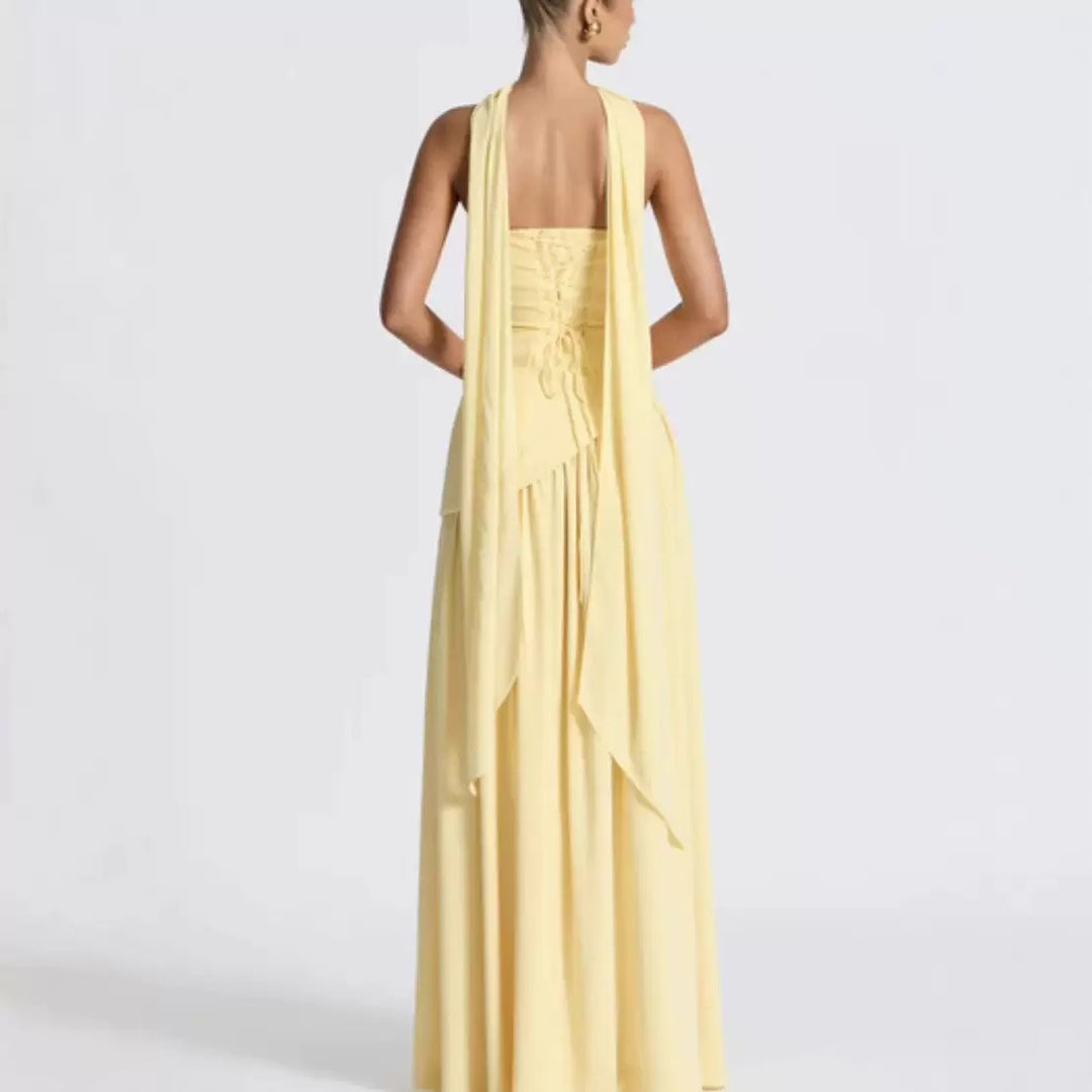 Formal Wedding Guest Strapless Maxi Dress with Leg Split for Women