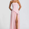 Formal Wedding Guest Strapless Maxi Dress with Leg Split for Women
