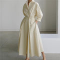 Elegant Front Wrap Collared Maxi Dress
