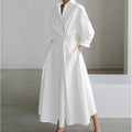 Elegant Front Wrap Collared Maxi Dress
