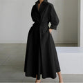 Elegant Front Wrap Collared Maxi Dress