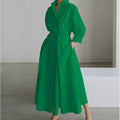 Elegant Front Wrap Collared Maxi Dress