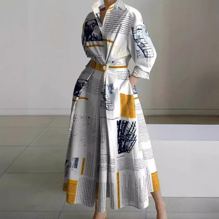 Elegant Front Wrap Collared Maxi Dress