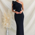 Formal Wedding Guest One-Shoulder Maxi Dress with Ruffles for Women