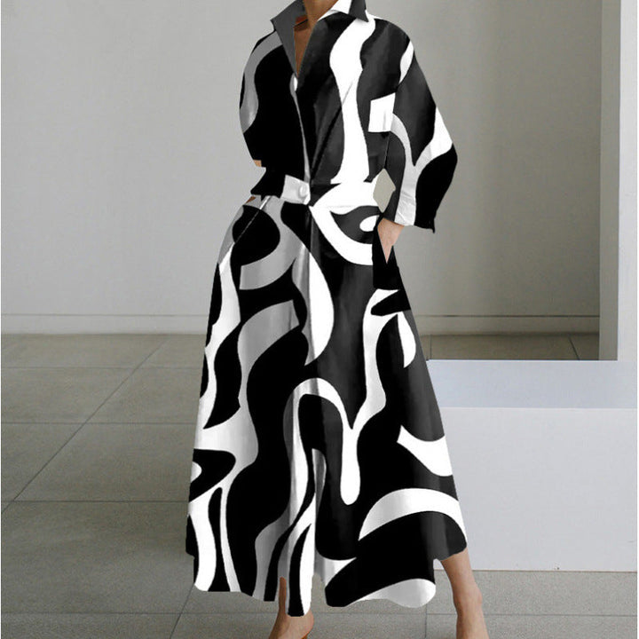 Elegant Front Wrap Collared Maxi Dress