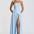 Formal Wedding Guest Strapless Maxi Dress with Leg Split for Women