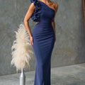 Formal Wedding Guest One-Shoulder Maxi Dress with Ruffles for Women