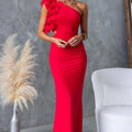 Formal Wedding Guest One-Shoulder Maxi Dress with Ruffles for Women