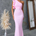 Formal Wedding Guest One-Shoulder Maxi Dress with Ruffles for Women