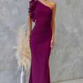 Formal Wedding Guest One-Shoulder Maxi Dress with Ruffles for Women