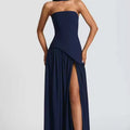 Formal Wedding Guest Strapless Maxi Dress with Leg Split for Women
