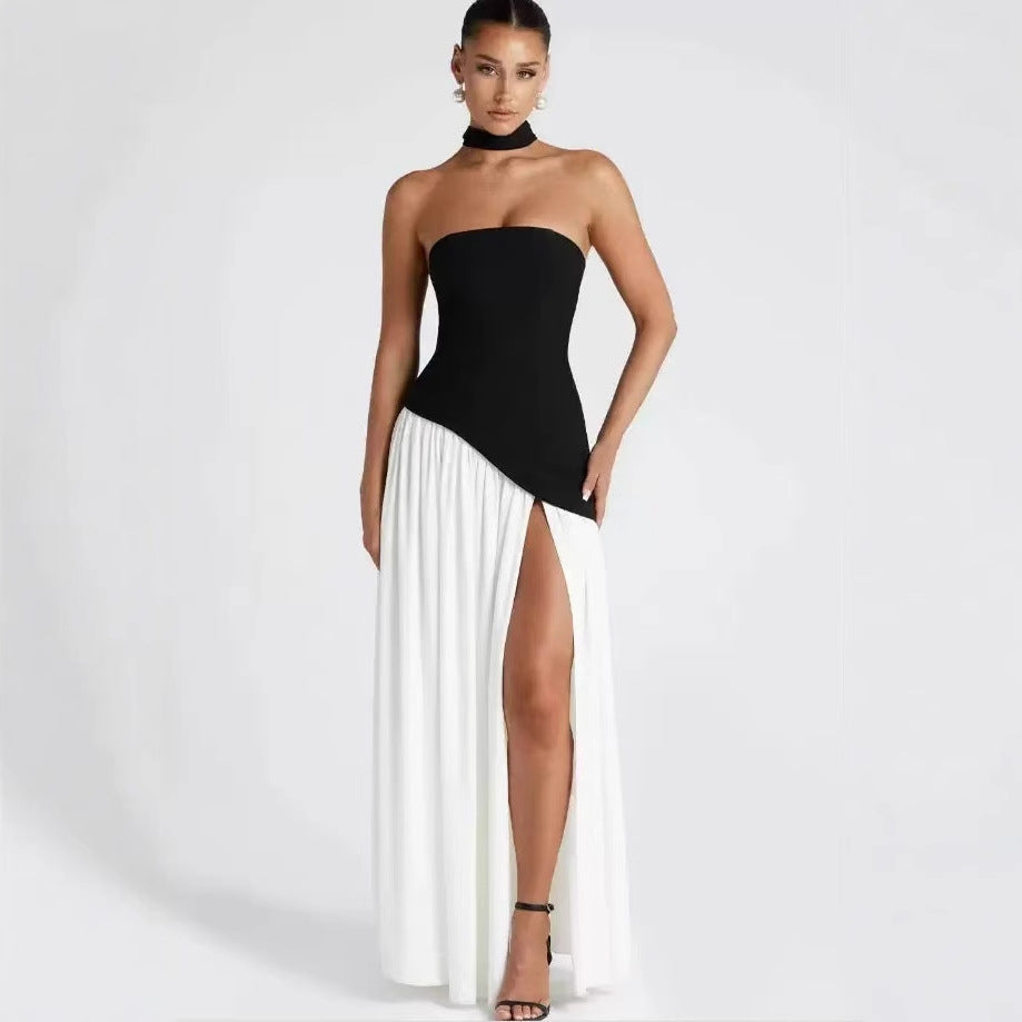 Formal Wedding Guest Strapless Maxi Dress with Leg Split for Women
