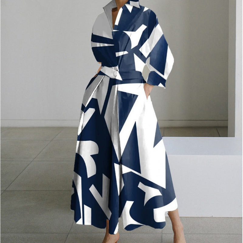 Elegant Front Wrap Collared Maxi Dress