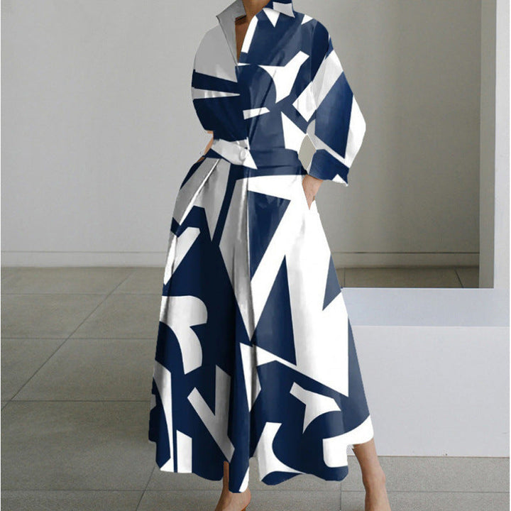 Elegant Front Wrap Collared Maxi Dress