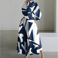 Elegant Front Wrap Collared Maxi Dress