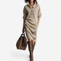 Women's Sweater Dress | Midi Knit Collared Button Closure