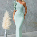 Formal Wedding Guest One-Shoulder Maxi Dress with Ruffles for Women