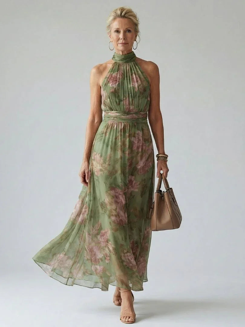 Gathered Halter Midi Dress