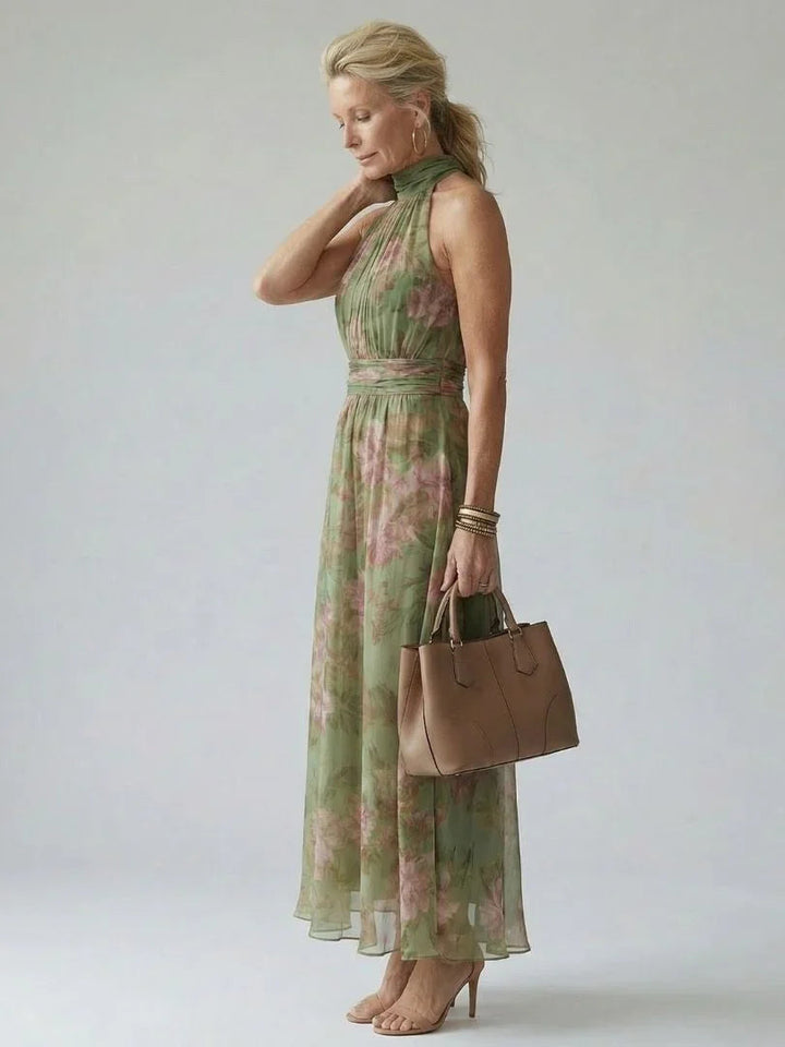 Gathered Halter Midi Dress