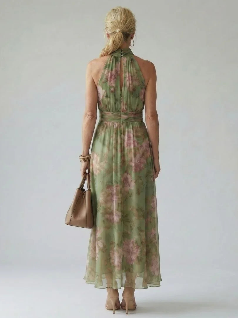 Gathered Halter Midi Dress