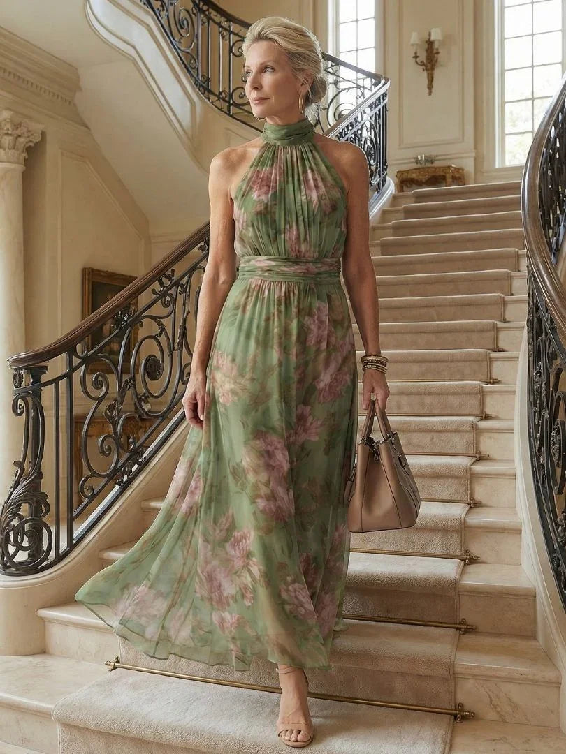 Gathered Halter Midi Dress