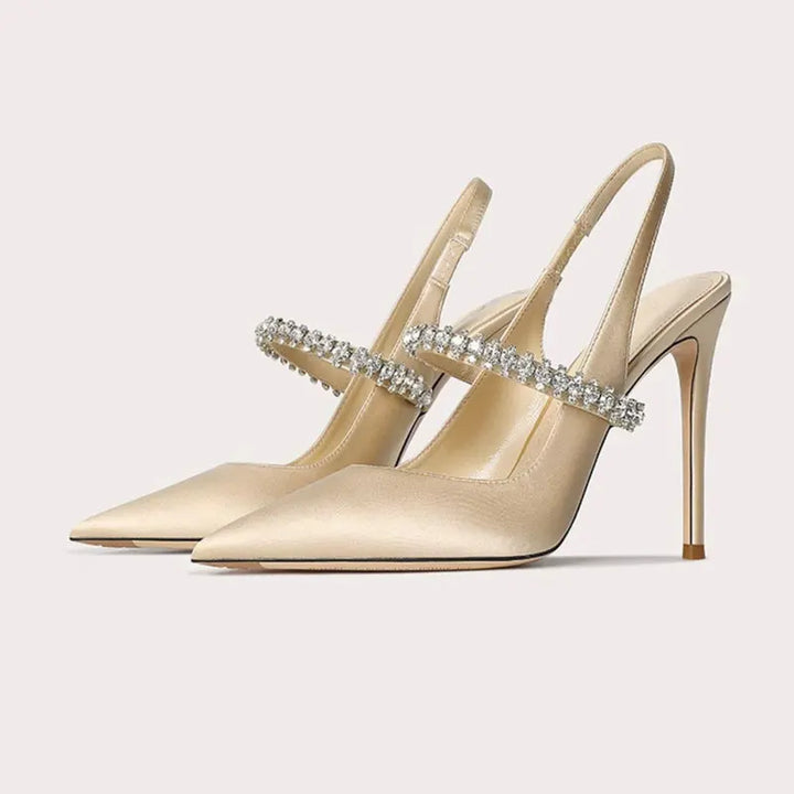 Satin Slingback Heels with Pointed Toe for Women