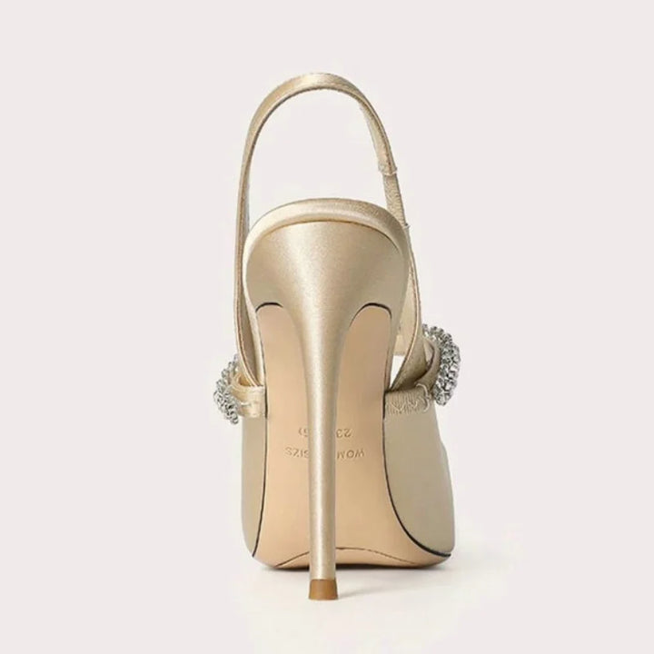 Satin Slingback Heels with Pointed Toe for Women